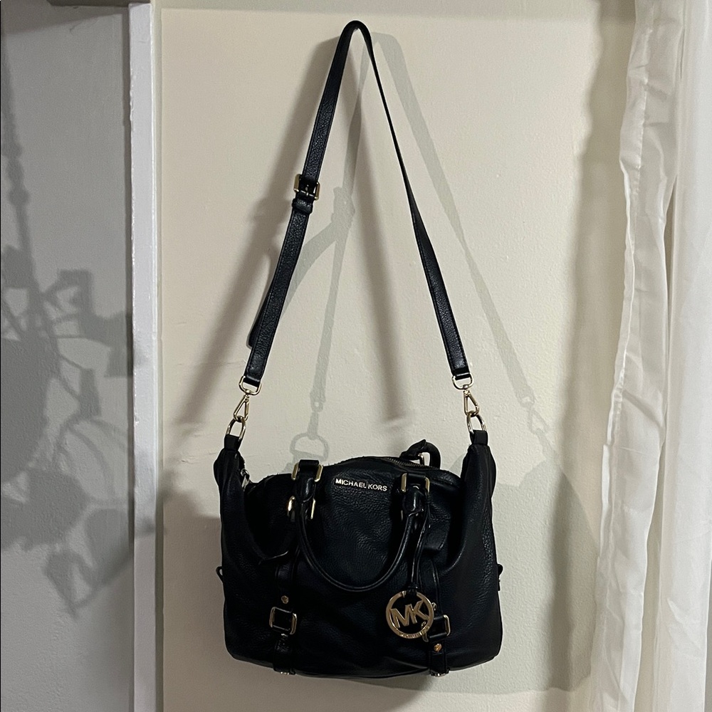 Michael Kors Black Crossbody Bag with Gold Accents